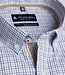 FORMEN Camel-blauw fijn geruit hemd twill