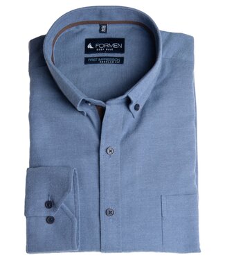 FORMEN Jeansblauw hemd in twill
