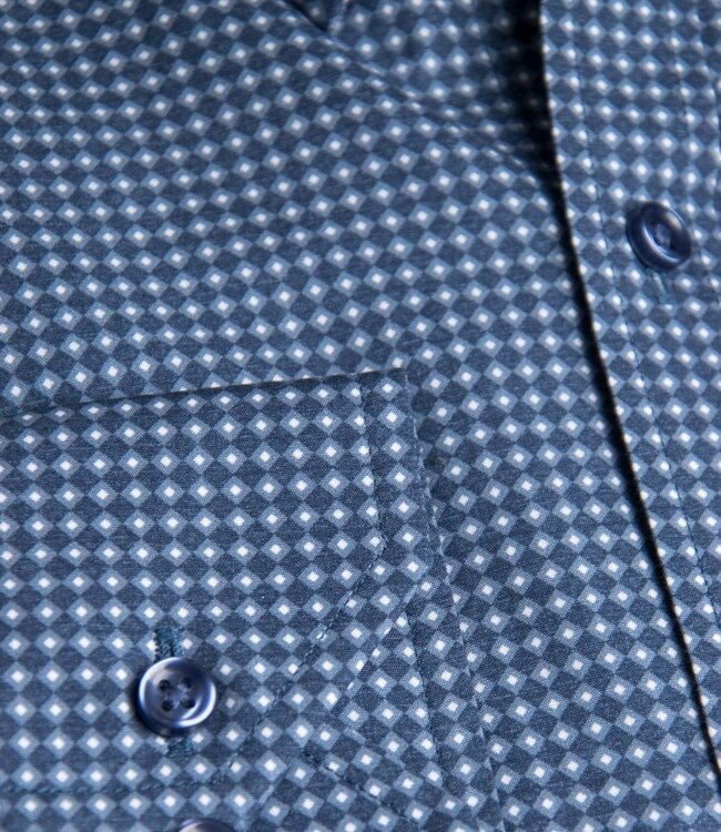 Blauw printhemd in poplin katoen 2