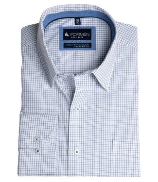 FORMEN Groen-blauw geruit hemd poplin katoen