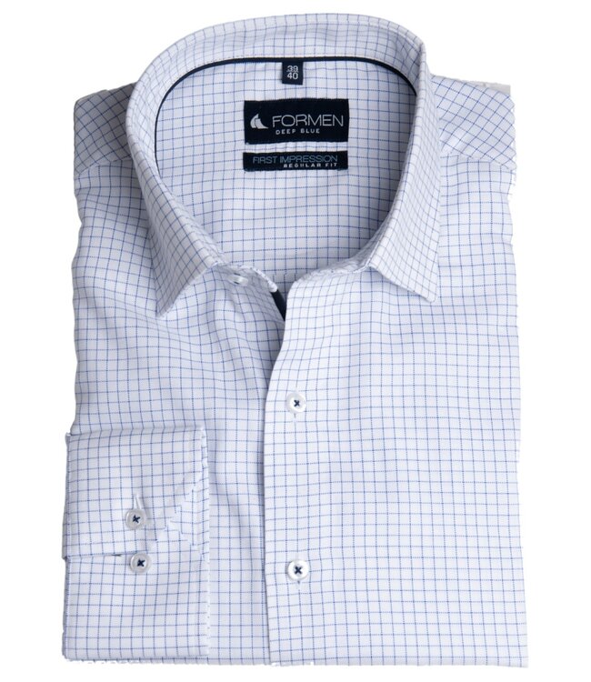Stijlvol wit hemd met blauwe ruitjes 3