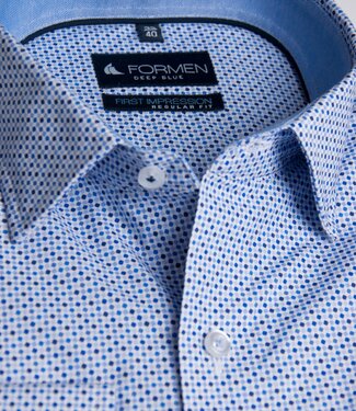 FORMEN Blauw printhemd poplin