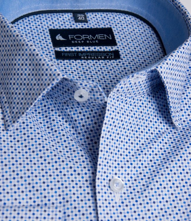 Blauw printhemd poplin 1