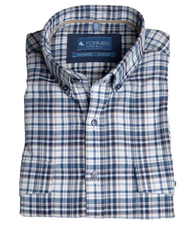 Slim fit petrolblauw houthakkershemd 6