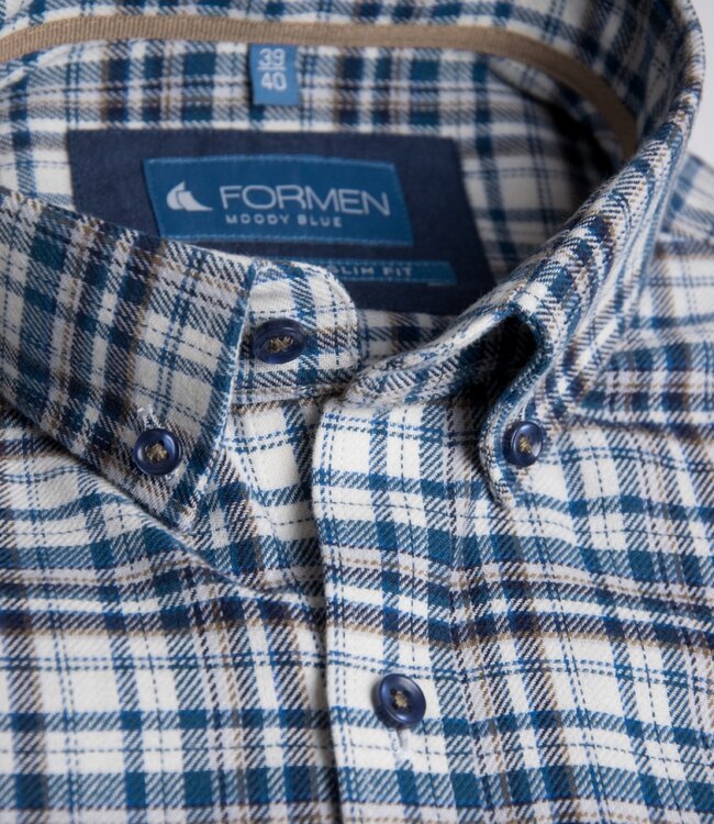 Slim fit petrolblauw houthakkershemd 1