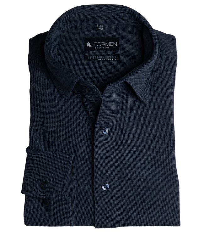 Donkerblauw knitted overhemd 3