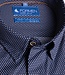 Donkerblauw slim fit hemd met driehoek print 1 thumbnail