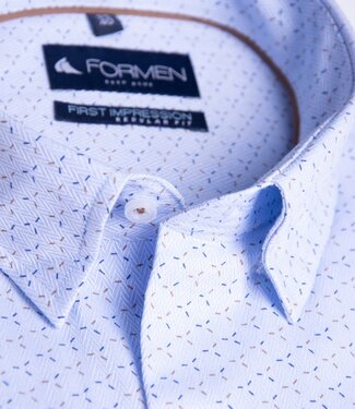 FORMEN Lichtblauw hemd met fijne print