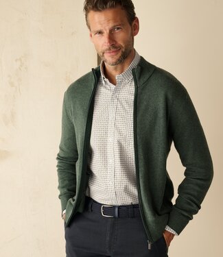 FORMEN Essential heren cardigan met rits - katoen groen