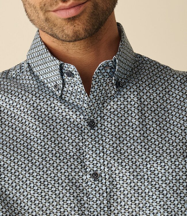 Groen hemd met retro motief poplin 2