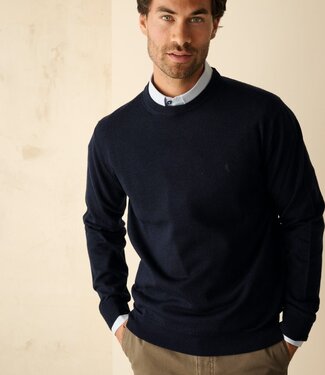 FORMEN Herentrui met ronde hals - merinowol navy