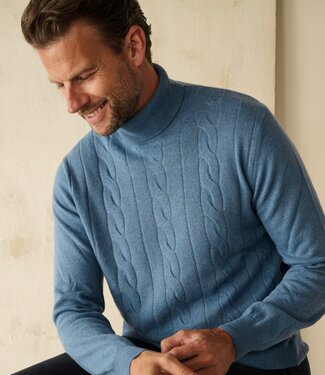 FORMEN Rolkraagtrui met kabel lichtblauw