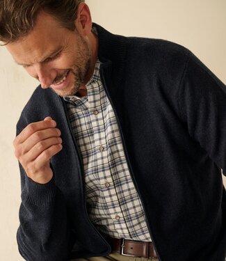 FORMEN Cardigan met rits - wolmix navy