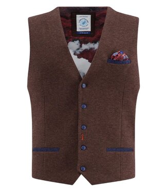 FORMEN waistcoat pique bruin