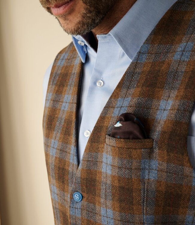 waistcoat geruit bruin-blauw 2