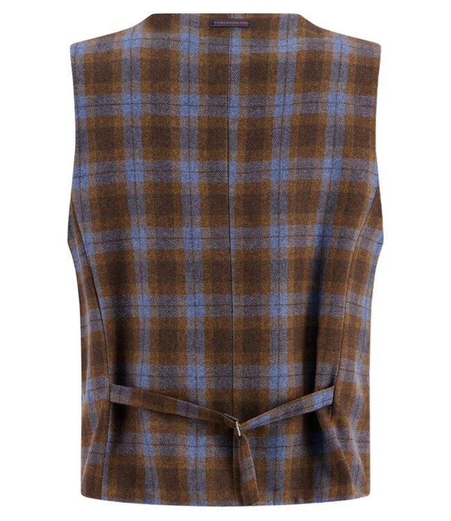 waistcoat geruit bruin-blauw 4