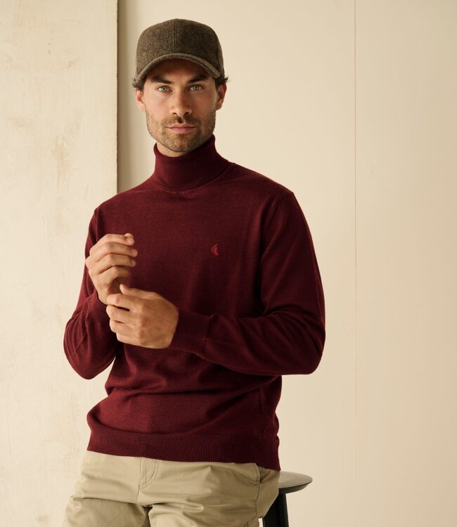 Fijne rolkraagtrui - merino bordeaux 1