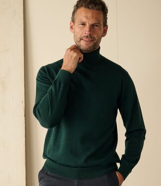 FORMEN Fijne rolkraagtrui - merino bottle green