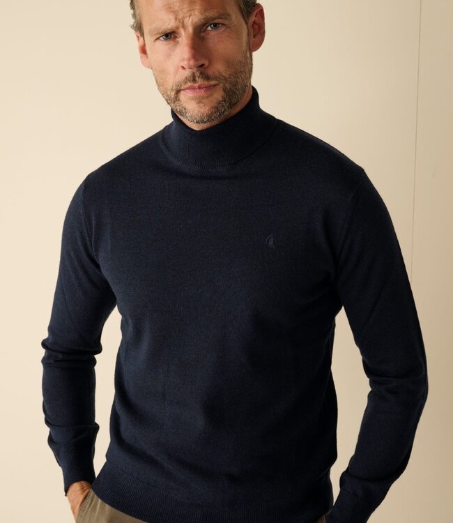 Fijne rolkraagtrui - merino navy 1