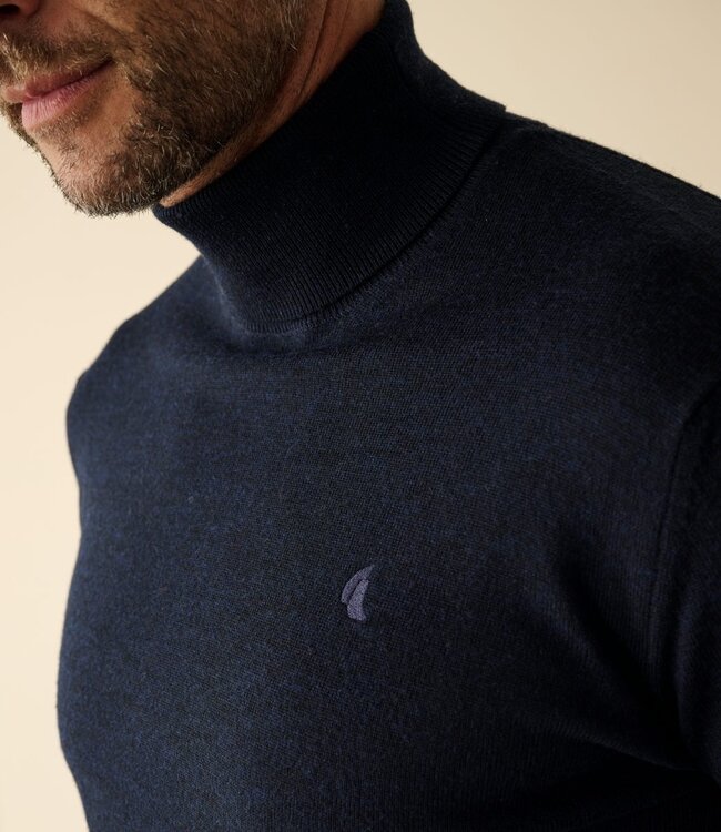 Fijne rolkraagtrui - merino navy 2