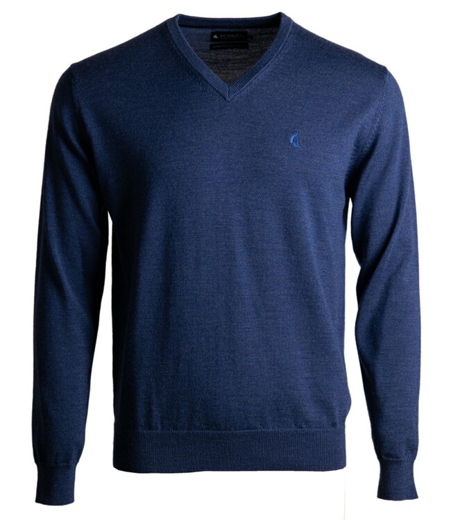 V-hals trui - merino denim blauw 3