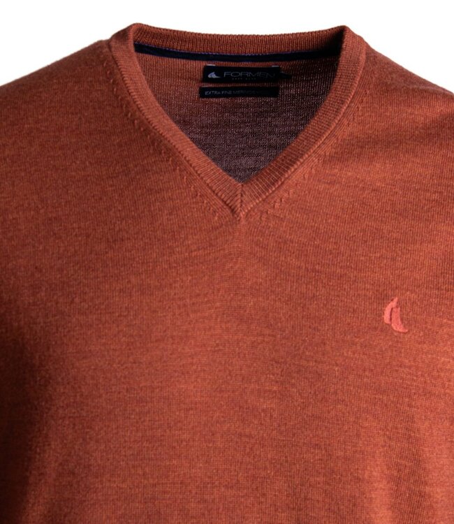 V-hals trui - merino terracotta 5