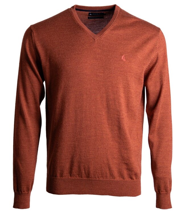 V-hals trui - merino terracotta 4