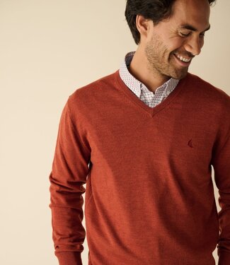 FORMEN V-hals trui - merino terracotta
