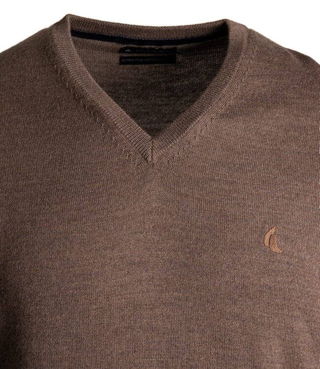 V-hals trui - merino taupe 5