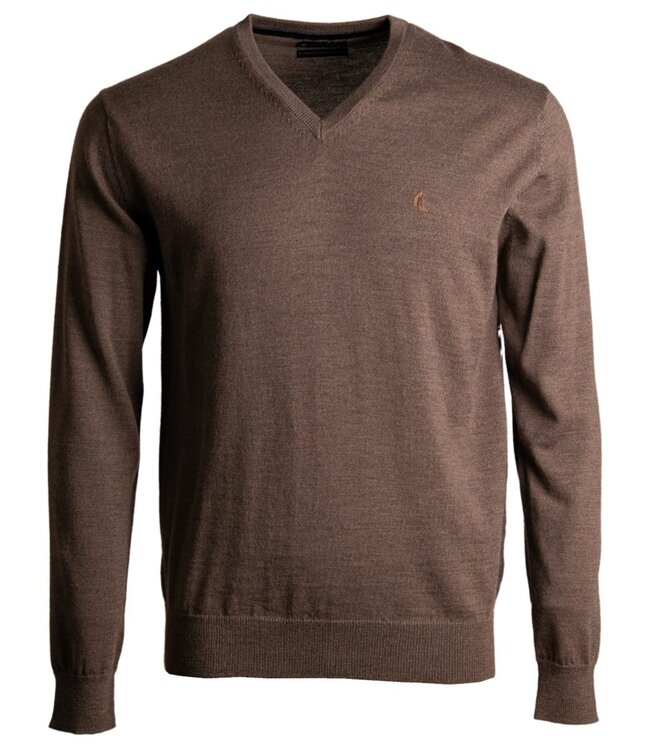 V-hals trui - merino taupe 4