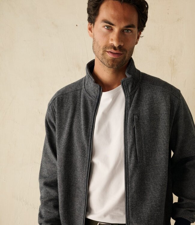 Sweater cardigan met rits – interlock blauw 4