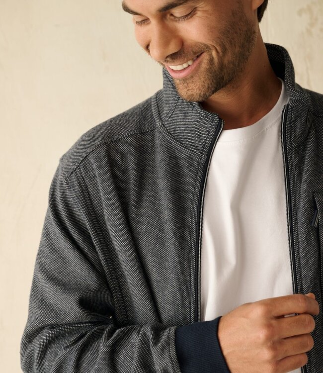 Sweater cardigan met rits – interlock blauw 2