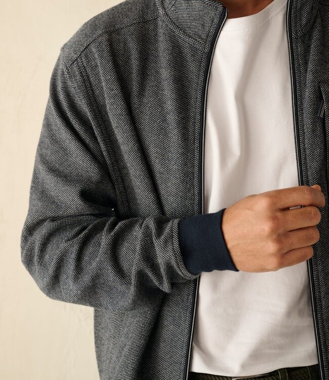 Sweater cardigan met rits – interlock blauw 3