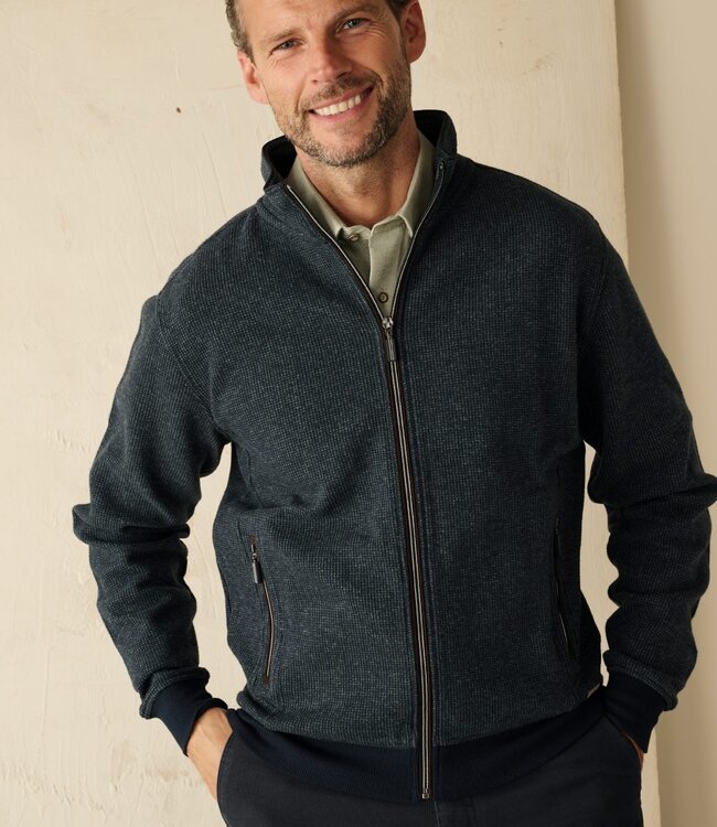 Sweater cardigan met rits – 2-tone navy-groen 1