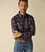 FORMEN Bruin-blauw twill geruit hemd