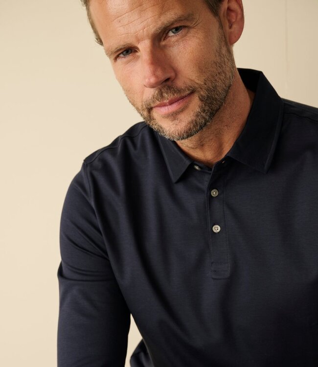 Polo lange mouwen liquid cotton navy 2
