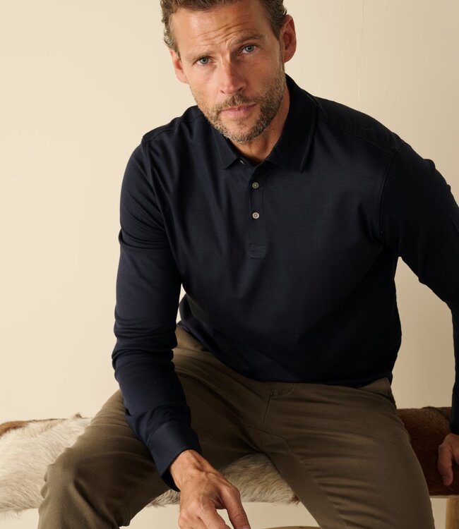 Polo lange mouwen liquid cotton navy 3
