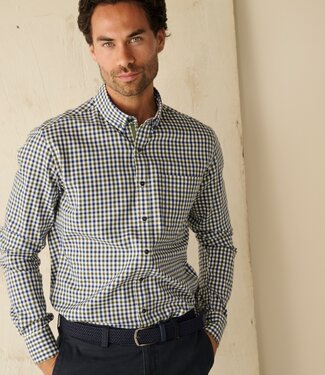 FORMEN Slim fit groen vichy geruit hemd brushed twill