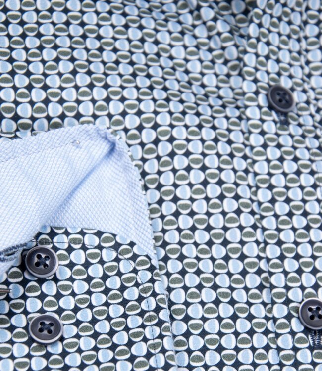 Groen hemd met retro motief poplin 6