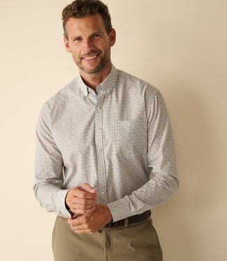 FORMEN Groen-blauw printhemd poplin