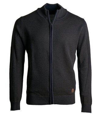 FORMEN Herentrui met rits en zakken navy-bruin