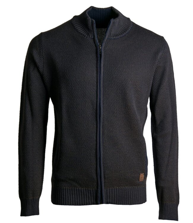 Herentrui met rits en zakken navy-bruin 1