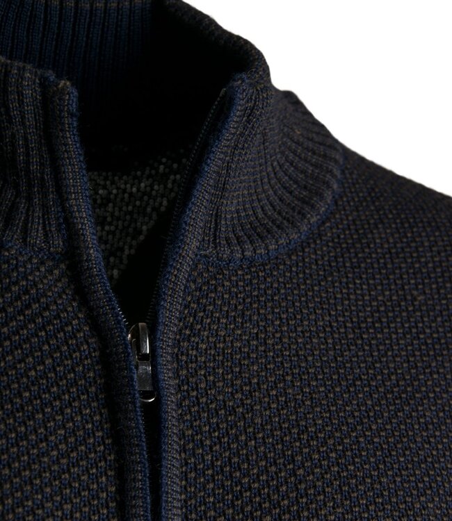Herentrui met rits en zakken navy-bruin 3