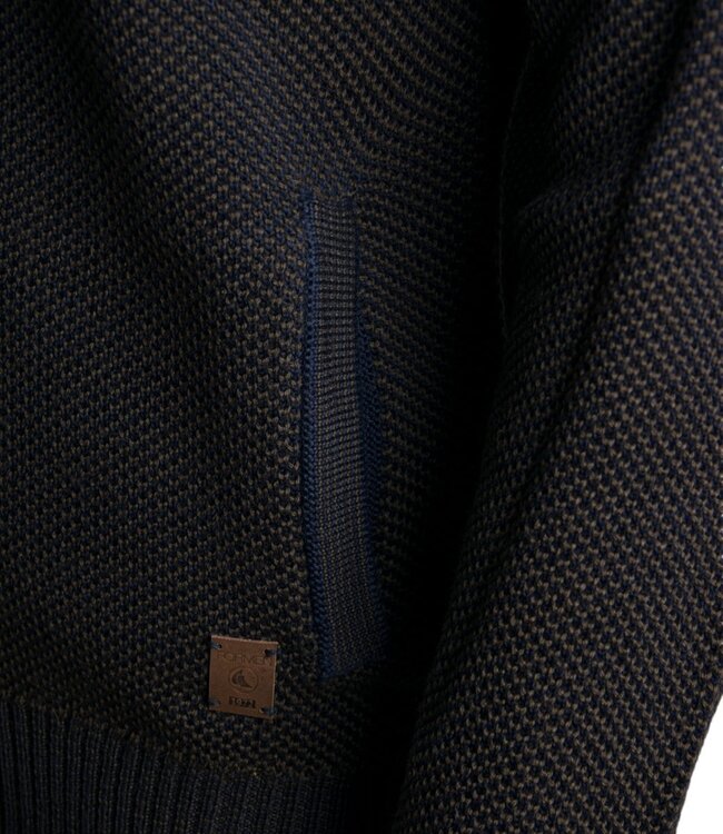 Herentrui met rits en zakken navy-bruin 4