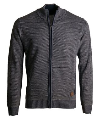 FORMEN Herentrui met rits en zakken navy-grijs
