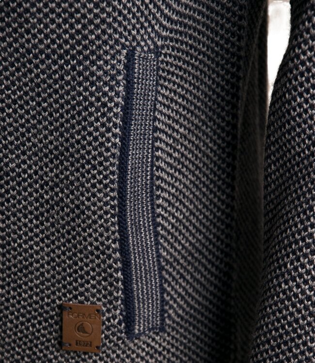 Herentrui met rits en zakken navy-grijs 3