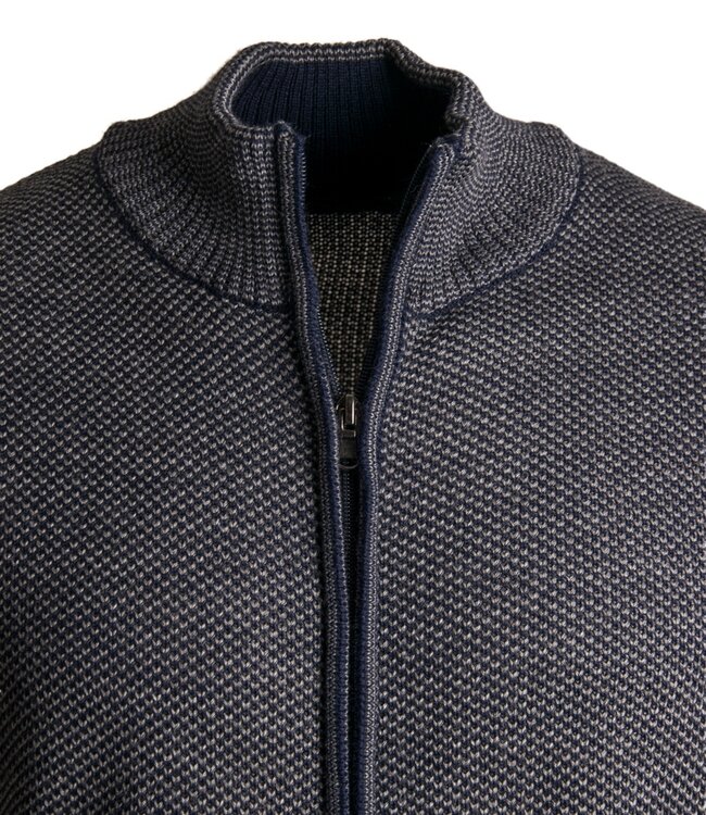 Herentrui met rits en zakken navy-grijs 2