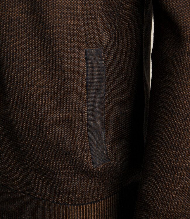 Heren cardigan met rits en zakken tobacco 5