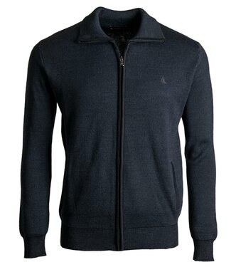 FORMEN Heren cardigan met rits en zakken blauw
