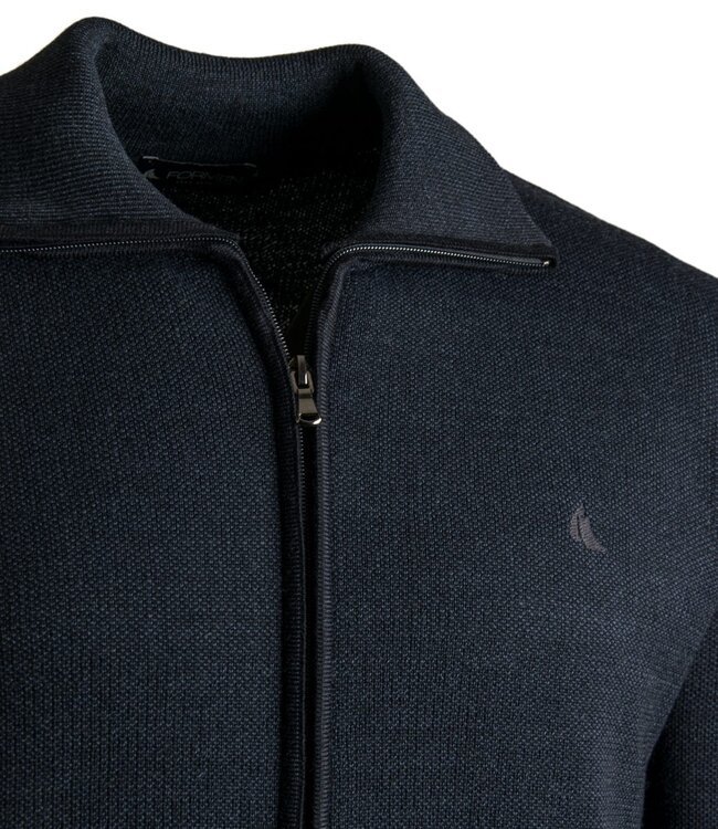 Heren cardigan met rits en zakken blauw 2